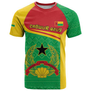 T-shirt Uomo Personalizzata 2026 Hot Sale Guinea-Bissau con Design Geometrico Tribale Giallo e Giornata dell'Indipendenza - Product Image 2