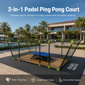 Cancha de Pádel y <span class=keywords><strong>Ping</strong></span> Pong para Exteriores, Mini Cancha Deportiva de Acero y Vidrio para Proyectos de Ocio de Tenis de Mesa - Product Image 1
