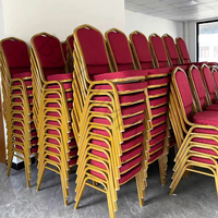Nouvelles chaises d'hôtel empilables cadre doré salle de banquet rouge chaise d'événement Bjflamingo vente en gros de chaises de banquet d'hôtel pour des événements