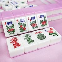 Jeu de Mahjong américain de luxe personnalisé en acrylique rose, 166 pièces, avec table de jeu portable