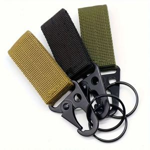 Mosquetón de aluminio táctico personalizado para exteriores, para escalada, con hebilla de cinturón de seguridad metálica, correa y llavero multiherramienta - Product Image 1