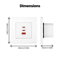 Enchufe de Pared de Carga Rápida Moes Star Ring 30W 65W GaN, Estándar UK/EU, 3 Puertos (2 USB-C + USB-A) PD3.0 PPS con Carcasa Ignífuga