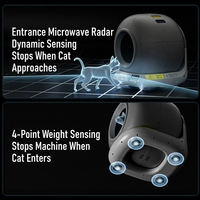 Bac à litière pour chat automatique intelligent contrôlé par application, grande capacité, contrôle des odeurs, construction durable en ABS et PP, design facile à nettoyer