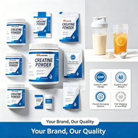 Créatine monohydrate en poudre, marque privée OEM, 500 g, 100 % pure, pour la force musculaire et les performances athlétiques, complément alimentaire