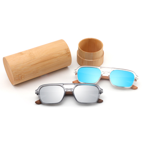 Nuevas gafas de sol de madera de alta calidad, gafas de sol personalizadas con logotipo, marco de plástico, gafas de sol de templo de madera de bambú, gafas de sol polarizadas - Product Image 4