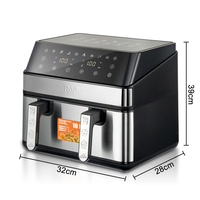 RAF R.5270 Air Fryer 2000W 5.0L+5.0L Çift Sepetli Dokunmatik Ekranlı Akıllı Kontrol 360 °   Hava Sirkülasyonlu Sağlıklı Pişirme Cihazı
