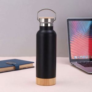 Promotional Vacuum Insulated Water <b>Bottles</b> Stainless Steel Aluminum Bamboo <b>Cork</b> Bottom With Custom Logo for Employees - Product Image 6