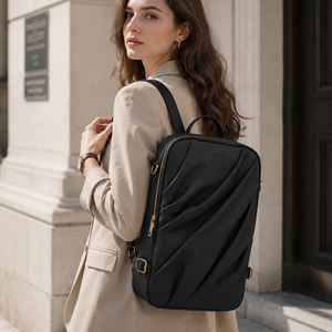 Sac à dos de voyage minimaliste personnalisé en cuir PU, grande capacité, léger, avec fermeture éclair, pour ordinateur portable, pour les trajets quotidiens - Product Image 1