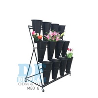 Meilleure vente boutique vente au détail étagère en fil métallique vitrine de centre commercial rangée de fleurs pour mariage jardin fleurs présentoir rack