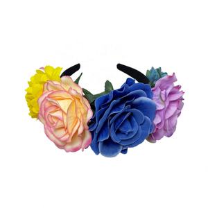 Diadema mexicana con corona de flores rosas simuladas para mujer, tocado de Halloween PARA EL Día de los muertos, Aro para el pelo de fiesta de <span class=keywords><strong>estambre</strong></span> colorido - Product Image 2