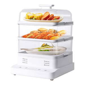 Electric Three Tier Food Steamer 12L Stainless Steel Housing Household Use <b>Stackable</b> <b>Baskets</b> Removable Base 1200W Fast Healthy - Product Image 1