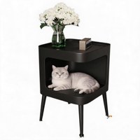 Table d'appoint moderne en fer pour animaux de compagnie, style crème, pour petits et moyens chiens et chats, avec rangement, pour salon, à placer près du canapé, pour un usage partagé entre humains et animaux