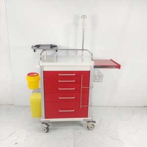 Chariot de médecine d'équipement chirurgical moderne de qualité supérieure seaux en métal ABS en acier multicolore meubles d'hôpital de chariot d'urgence - Product Image 3