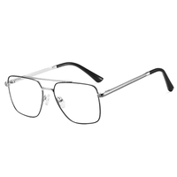 Montura Óptica para Hombre de Acero Inoxidable, Diseño Clásico de Doble Puente, Alta Calidad, Bloqueo de Luz Azul, Personalizable, Aro Completo, a la Moda
