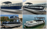 Yacht ponton de luxe en aluminium soudé 2025, 7,6 m (25 pi), 150 CV, double console de commande, moteurs hors-bord, pêche, loisirs, divertissement