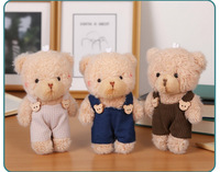 Pantalon à bretelles ours en peluche rouge rosé mignon, super doux, en polyester et coton PP, unisexe, 14 ans, accessoires, breloque de sac, pendentif