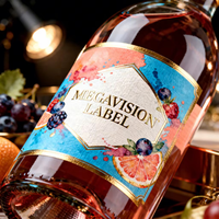 Étiquettes personnalisées pour bouteilles d'alcool avec logo doré, impression UV, papier texturé doré, étiquette pour le col de bouteille de vin pour bouteilles en verre