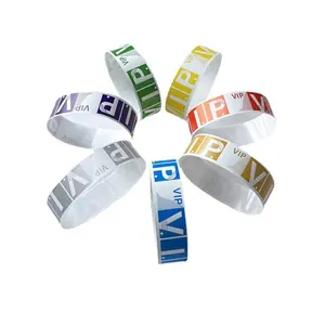 Fabriek Directe Verkoop Custom Gedrukt Dupont Tyvek Papier Polsbandjes Wegwerp Scheurvast Papier Polsbandjes Ticket Armbanden