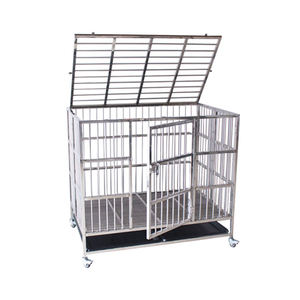 <span class=keywords><strong>Cage</strong></span> à chien pliable de luxe en acier inoxydable de grande taille avec base roulante, forme carrée durable pour une utilisation intérieure et extérieure en toutes saisons - Product Image 4
