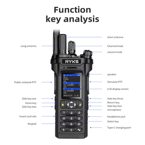 Radio bidirectionnelle hybride 2026 RYKS 10W POC+UHF+VHF avec coque antichute en TPE et PC, double PTT, double écran, autonomie ultra longue de 7 jours - Product Image 6