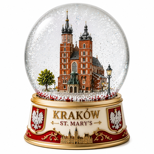 Globo di Neve in Resina di Cracovia, Polonia, con Basilica di Santa Maria, Globo d'Acqua in Cristallo, Aquila Polacca, Souvenir Turistico, Decorazione per la Casa, Regalo - Product Image 2