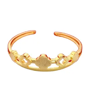 Rich And Noble Flowers Open Sand Gold Bracelet Retro Fashion Clover Gold-Plated Bracelet Clover Bracelet Female Opening