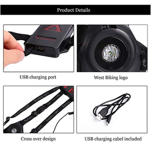 Luz para correr para deportes al aire libre con luces <span class=keywords><strong>LED</strong></span> USB recargables de advertencia para la espalda del pecho Material ABS para uso en <span class=keywords><strong>bicicleta</strong></span> Fuente de alimentación CC - Product Image 3