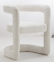 Fauteuil d'appoint moderne blanc crème, fauteuil rembourré à structure géométrique unique, chaise longue sans pieds en forme de C pour salon