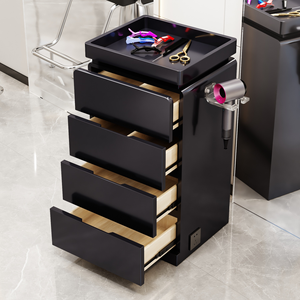 Armoire <span class=keywords><strong>à</strong></span> outils pour salon de coiffure avec support pour sèche-cheveux, armoires de rangement pour la beauté, fournie par l'usine - Product Image 3