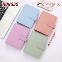 Carnet de planification A6 en cuir gaufré 35 couleurs Hongbo Best Seller avec anneaux noirs/dorés/argentés et feuilles mobiles
