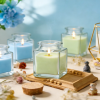 Étiquette d'impression sérigraphique personnalisée, flacons en verre carrés vides de 50 ml avec couvercles en bois pour épices, grains de café, bougies, fête