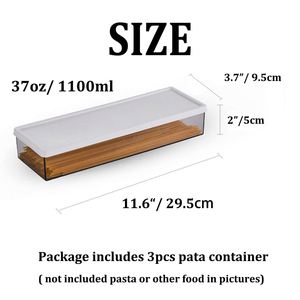 LEMT 3 uds contenedor de almacenamiento de alimentos de plástico para fideos finos contenedores de Pasta <span class=keywords><strong>Rectangular</strong></span> con tapas de bloqueo - Product Image 2