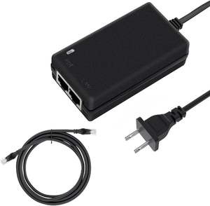 Inyector PoE 802.3at 802.3Af de 48V 0.5A, Adaptador de Corriente RJ45, Pantalla IP Gigabit Ethernet 10/100/1000Mbps, Pasivo DC 12V2A - Product Image 1