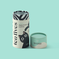 Tube en papier cylindrique sur mesure avec revêtement de qualité alimentaire pour l'emballage de friandises pour animaux de compagnie, boîte en papier cylindrique pour aliments pour chiens et chats