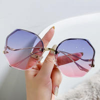 Nouvelles Lunettes de Soleil Carrées Sans Monture UV400 pour Femmes 2024 avec Protection UV %, Verres Dégradés de Marque Designer