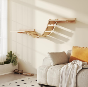 Katı ahşap Modern kedi tırmanma ahşap çatkı duvar monte kedi evi yerden tasarruf Sisal halat ahşap kedi tırmalama sütunu - Product Image 1