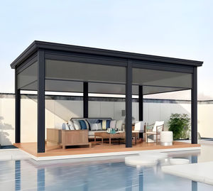 <span class=keywords><strong>Pergola</strong></span> de jardin imperméable <span class=keywords><strong>avec</strong></span> <span class=keywords><strong>toit</strong></span> <span class=keywords><strong>en</strong></span> aluminium, gazebo <span class=keywords><strong>en</strong></span> métal <span class=keywords><strong>avec</strong></span> stores enrouleurs pour la protection contre la pluie <span class=keywords><strong>et</strong></span> le vent - Product Image 1