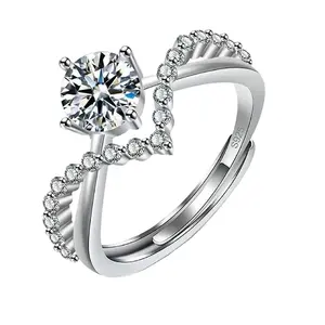 जिरकोन मोइसानाइट हीरे की अंगूठी लेडी हीरे की अंगूठी फैशन युगल अंगूठी