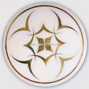 Fantasia personalizado latão embutimento Arabescato mármore branco medalhões de corte Waterjet Tile Stone Flooring produtos para lobby