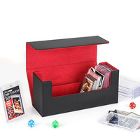 Boîte de rangement double couche de luxe avec plateau amovible en PU, blocage RFID, pour collectionneurs de cartes à collectionner, épaisseur 30 mm, sans fermeture