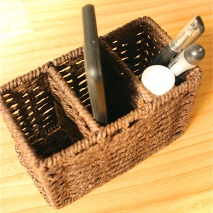 3 scomparti carta corda tessuto a mano scrivania Organizer cesto portaoggetti per cellulare telecomando <span class=keywords><strong>porta</strong></span> <span class=keywords><strong>penna</strong></span> per ufficio - Product Image 2