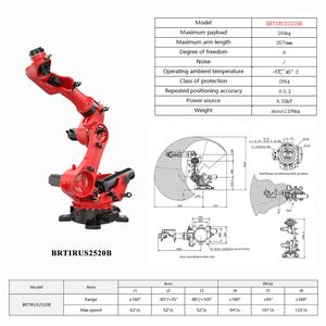 Robot industriel puissant BRTIRUS2520B, capacité de charge utile de 200 kg, portée du bras de 2570 mm, robots articulés pour la palettisation et la soudure - Product Image 2