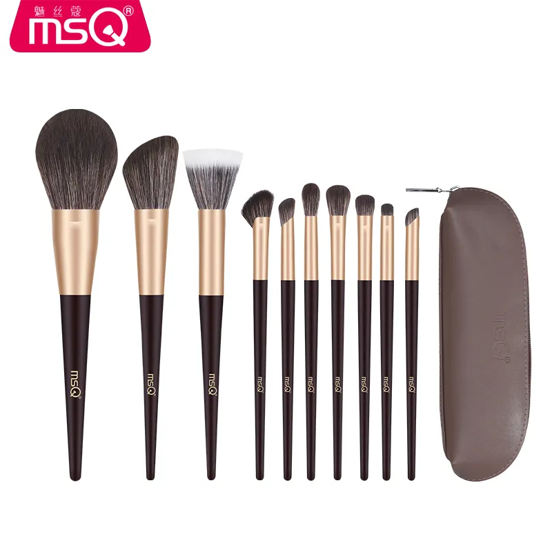 MSQ 10 Stück veganes Make-Up-Pinsel-Set Rohrbeutel gute Qualität günstige Make-Up-Pinsel Kosmetikpinsel-Set