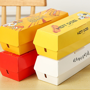 <span class=keywords><strong>Prix</strong></span> de gros Récipient à emporter Emballage en papier kraft pour saucisses de hot-dog Hamburger Boîte en papier pour plateau de restauration rapide - Product Image 2