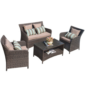 Factory Price Rattan Wicker Patio Mobiliário Clássico Sofá ao ar livre Jardim Cadeira de jantar <span class=keywords><strong>Set</strong></span> Impermeável Modular Sofá com Almofada - Product Image 6
