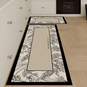 Tapis de cuisine rétro américain en cuir PU, imperméable, anti-huile, antidérapant, carré, couleur unie, en PVC pour la cuisine - Product Image 3