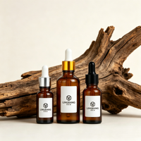 Flacon compte-gouttes en verre à fond épais avec logo personnalisé, 5ml/10ml/15ml/20ml/30ml/50ml/60ml/100ml, marron, pour sérum et huiles essentielles