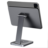 Support magnétique réglable en aluminium amélioré 2023 pour Ipad Pro avec Base de charge sans fil 15W support magnétique pour tablette de bureau