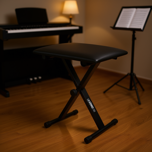 Banc de clavier rembourré réglable en forme de X, construction métallique, sièges confortables pour longues séances de pratique, instrument de musique - Product Image 2