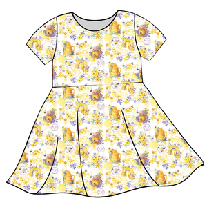 Vestido de Verano para Niñas, Estampado de Seda de Leche, Manga Corta, Cuello Redondo, Estilo Swing - Product Image 5